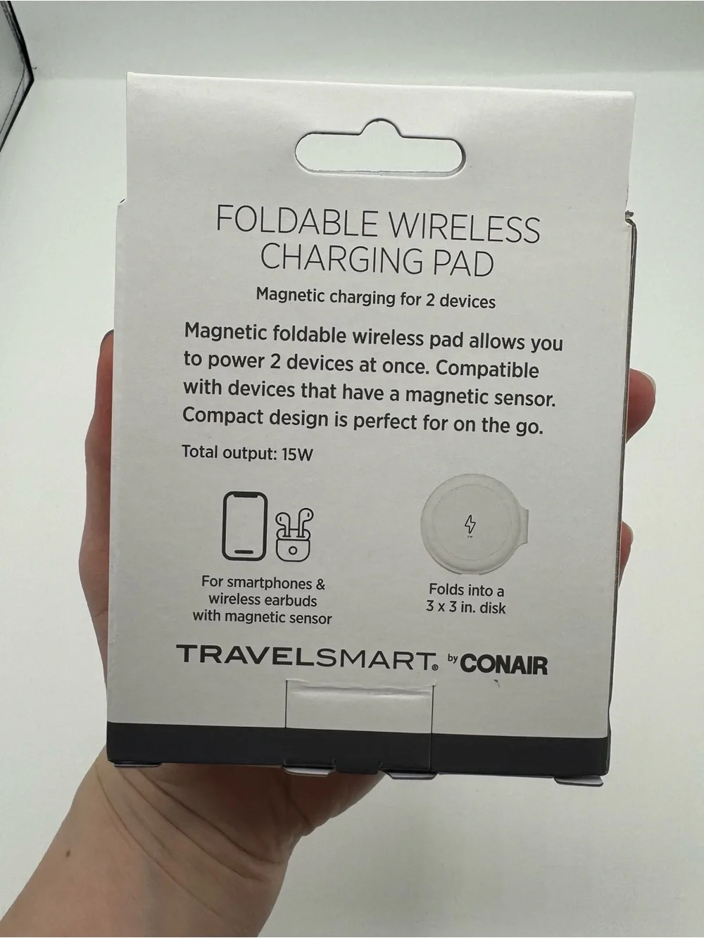 Travel Smart by conair 2 Device Magnetic 15W Wireless Charge NEW